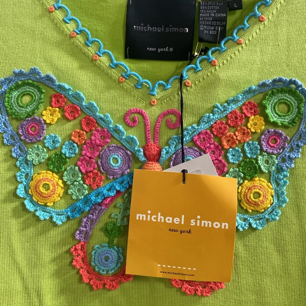 NWT Michael Simon Butterfly Sweater - Picture 8 of 12